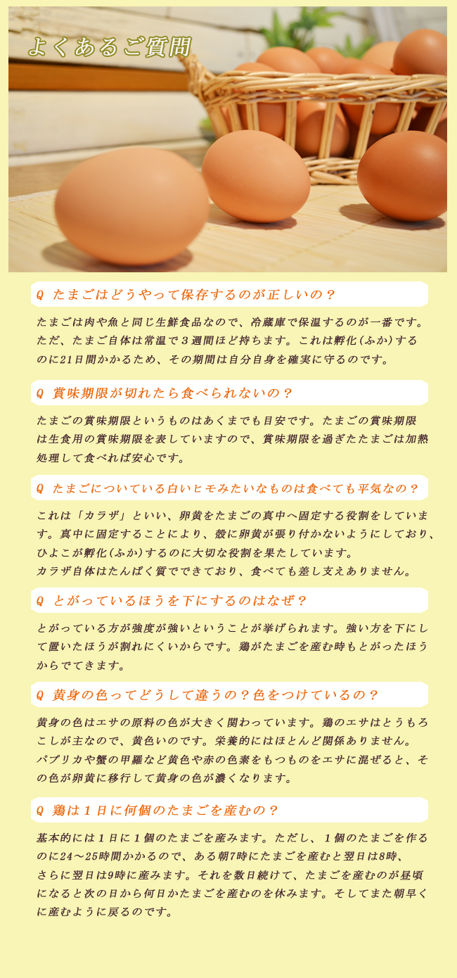 よくあるご質問 養鶏牧場の産直たまご通販ショップ 愛たまご